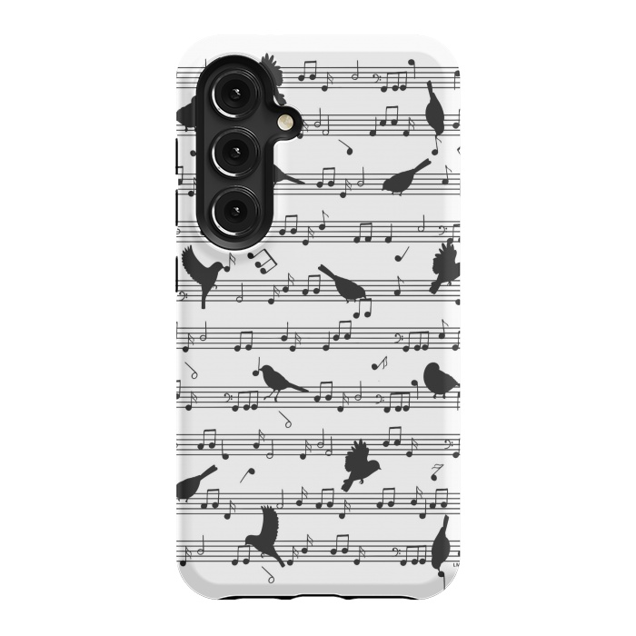 Galaxy S24 StrongFit Birds on Musical notes - Black by LM2Kone