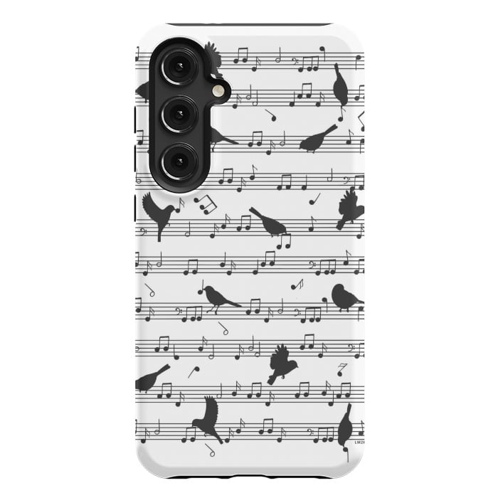 Galaxy S24 Plus StrongFit Birds on Musical notes - Black by LM2Kone