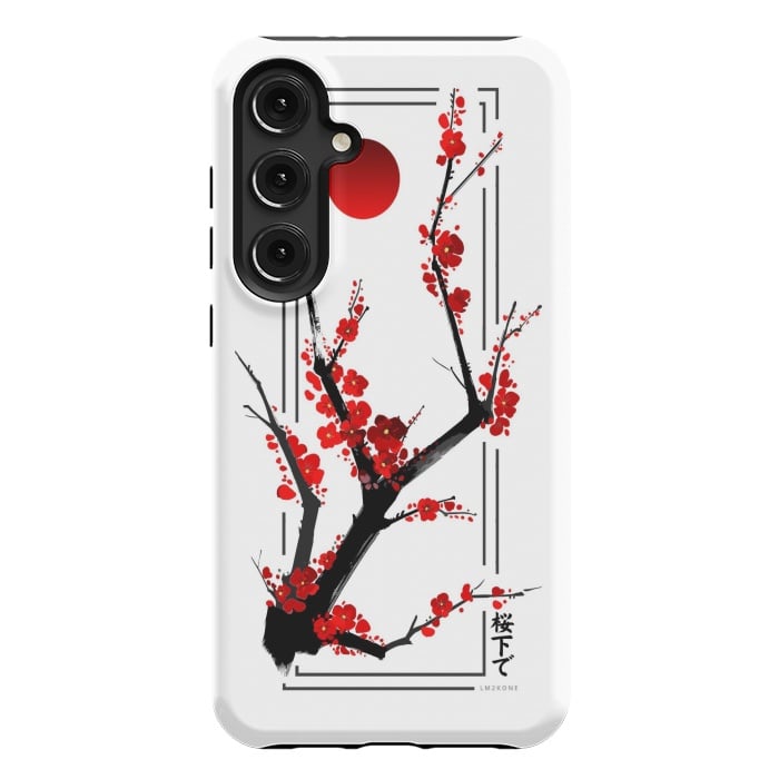 Galaxy S24 Plus StrongFit Modern Cherry Blossom - Black by LM2Kone