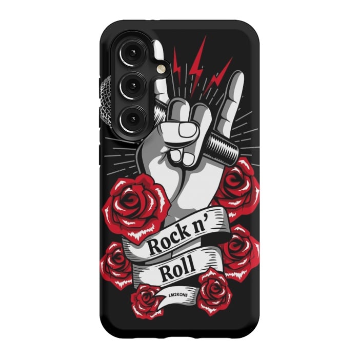 Galaxy S24 StrongFit Rock N Roll - Metal Roses by LM2Kone