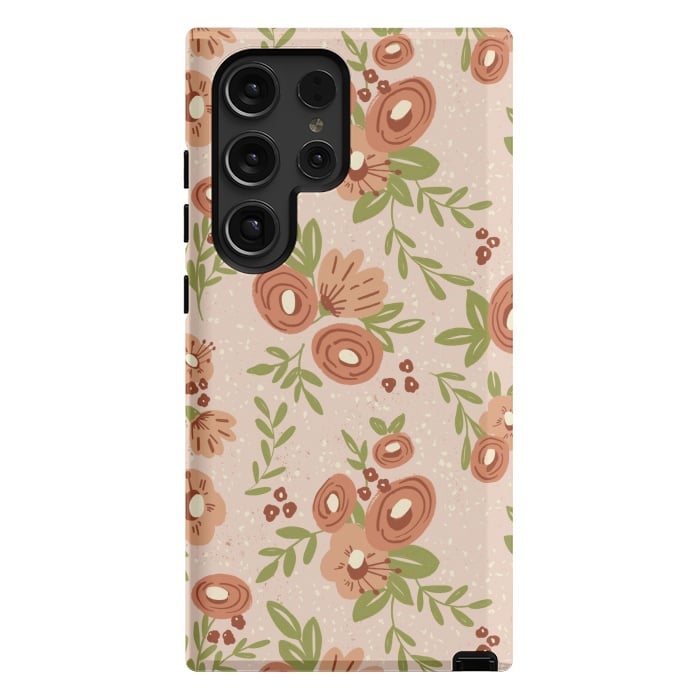 Galaxy S24 Ultra StrongFit Coral Flowers by Tiny Thistle Studio