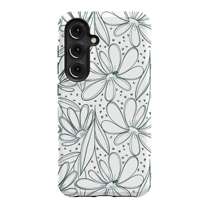 Galaxy S24 StrongFit Linework Flowers by Tiny Thistle Studio