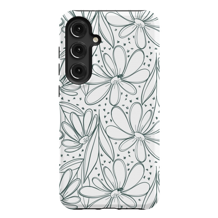 Galaxy S24 Plus StrongFit Linework Flowers by Tiny Thistle Studio