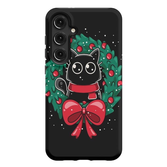 Galaxy S24 Plus StrongFit Christmas Cat Wreath by LM2Kone