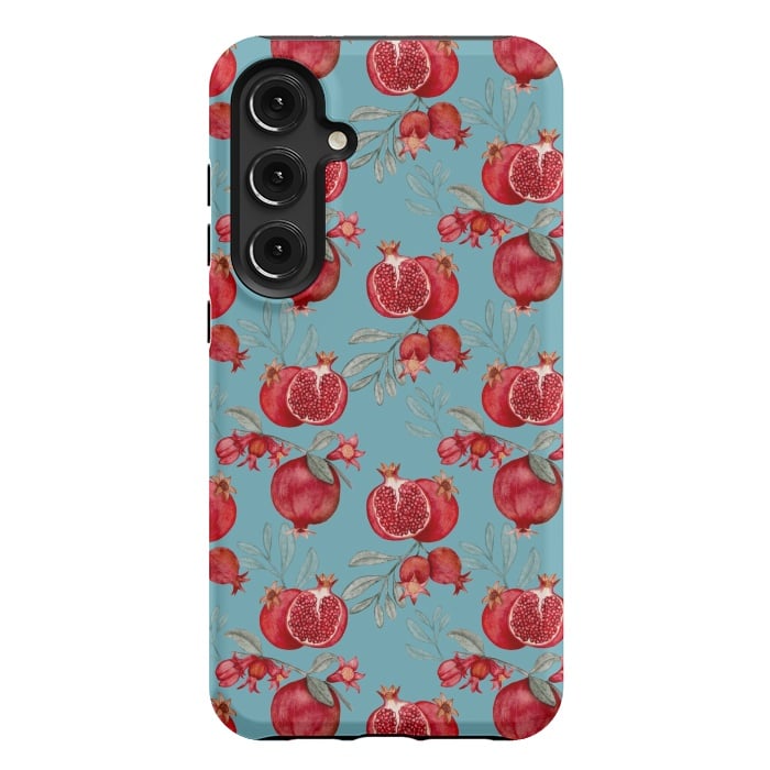 Galaxy S24 Plus StrongFit Red fruits, light teal by Flowery Stories
