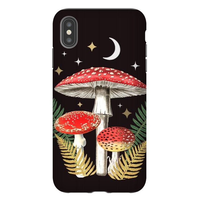 iPhone Xs Max StrongFit Red mushrooms, stars and Moon - whimsical cottagecore forest illustration by Oana 