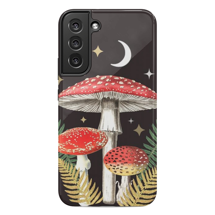 Galaxy S22 plus StrongFit Red mushrooms, stars and Moon - whimsical cottagecore forest illustration by Oana 