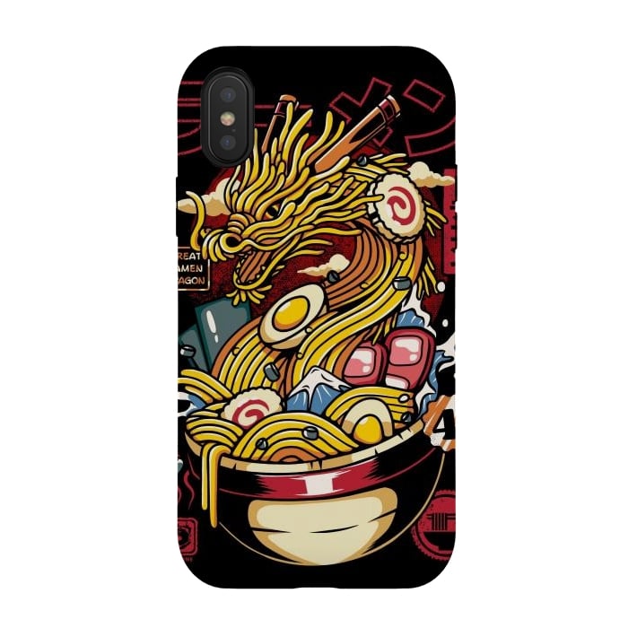 iPhone Xs / X StrongFit Great Ramen Dragon Japanese by LM2Kone