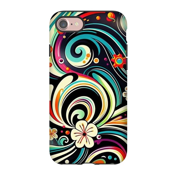 iPhone 7 StrongFit Retro Whimsical Floral Pattern by Texnotropio