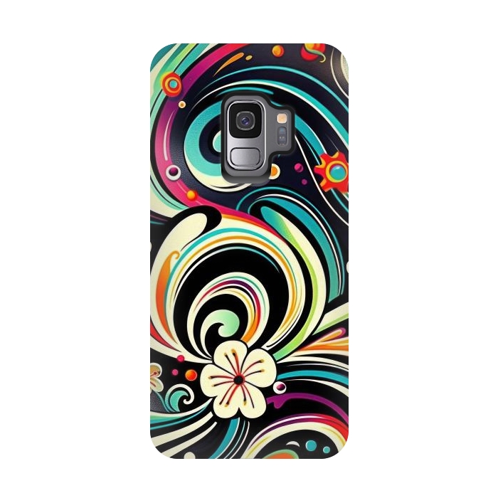 Galaxy S9 StrongFit Retro Whimsical Floral Pattern by Texnotropio