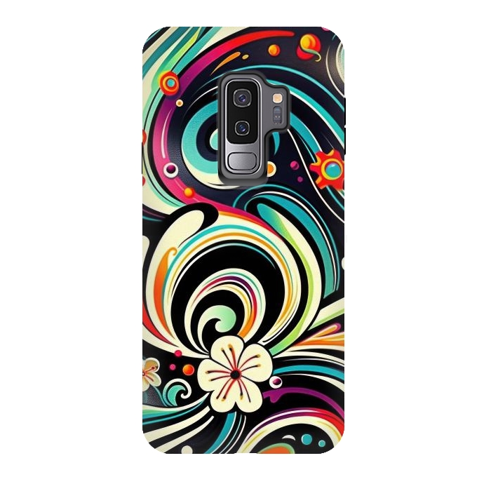 Galaxy S9 plus StrongFit Retro Whimsical Floral Pattern by Texnotropio