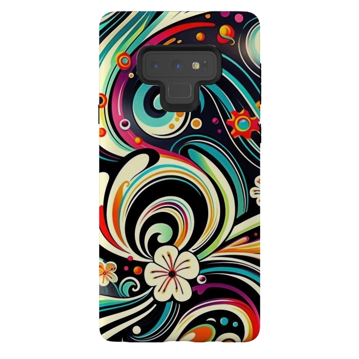 Galaxy Note 9 StrongFit Retro Whimsical Floral Pattern by Texnotropio
