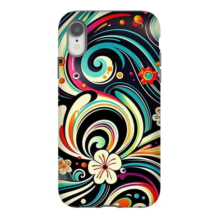 iPhone Xr StrongFit Retro Whimsical Floral Pattern by Texnotropio