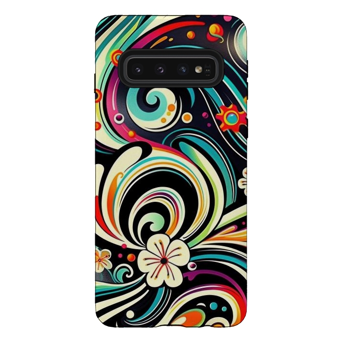 Galaxy S10 StrongFit Retro Whimsical Floral Pattern by Texnotropio