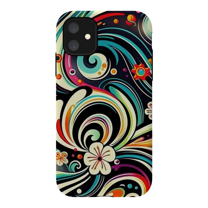 iPhone 11 StrongFit Retro Whimsical Floral Pattern by Texnotropio