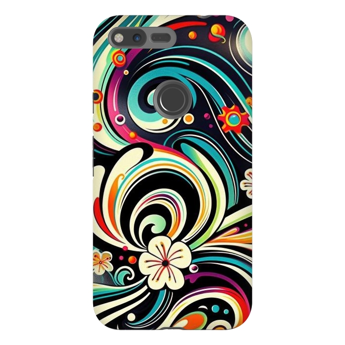 Pixel XL StrongFit Retro Whimsical Floral Pattern by Texnotropio