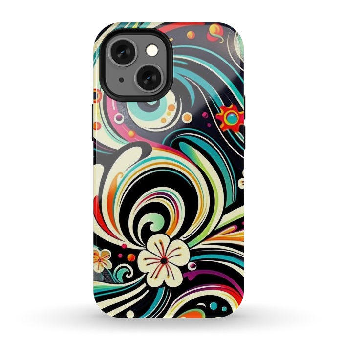 iPhone 12 mini StrongFit Retro Whimsical Floral Pattern by Texnotropio