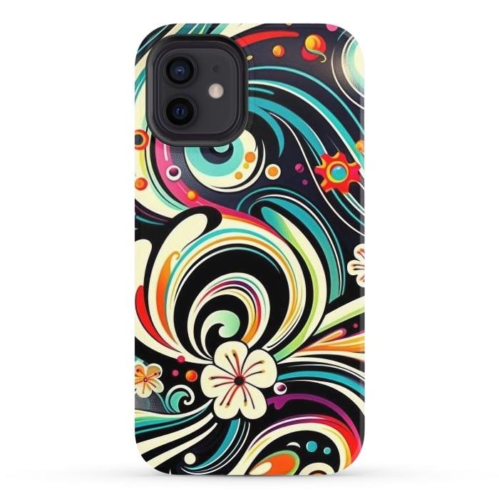 iPhone 12 StrongFit Retro Whimsical Floral Pattern by Texnotropio