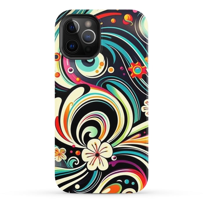 iPhone 12 Pro StrongFit Retro Whimsical Floral Pattern by Texnotropio