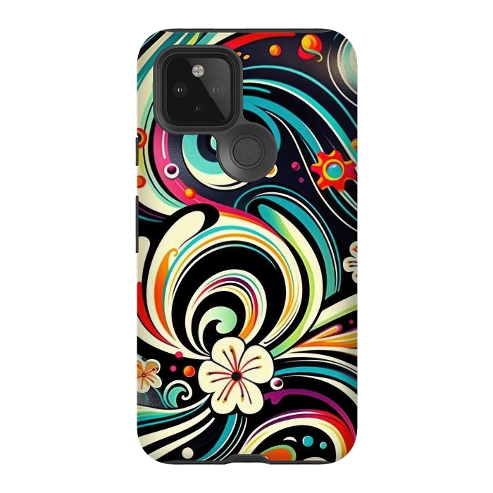 Pixel 5 StrongFit Retro Whimsical Floral Pattern by Texnotropio