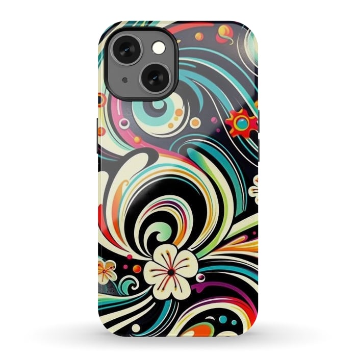 iPhone 13 StrongFit Retro Whimsical Floral Pattern by Texnotropio