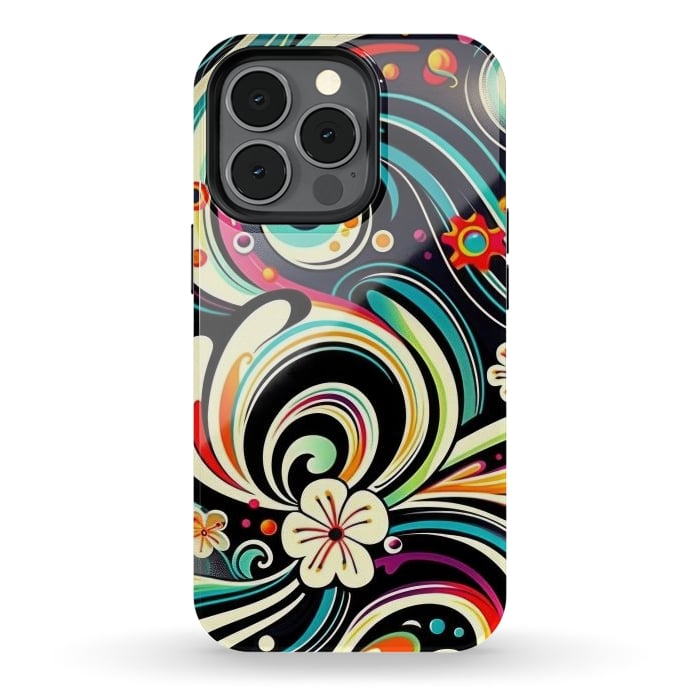 iPhone 13 pro StrongFit Retro Whimsical Floral Pattern by Texnotropio