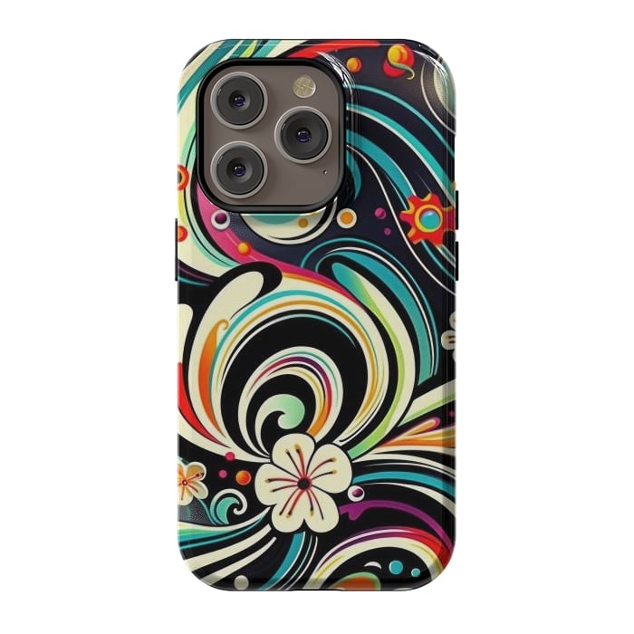 iPhone 14 Pro StrongFit Retro Whimsical Floral Pattern by Texnotropio