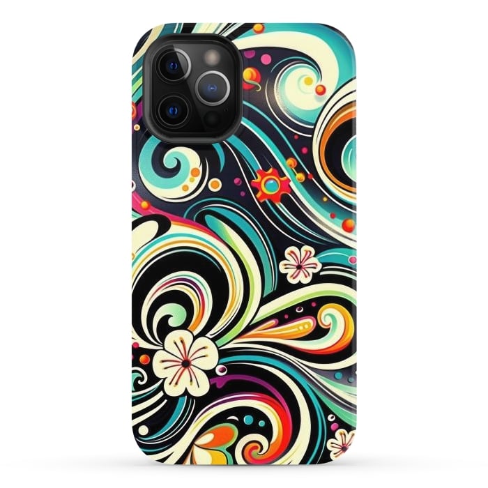 iPhone 12 Pro Max StrongFit Retro Whimsical Floral Pattern by Texnotropio