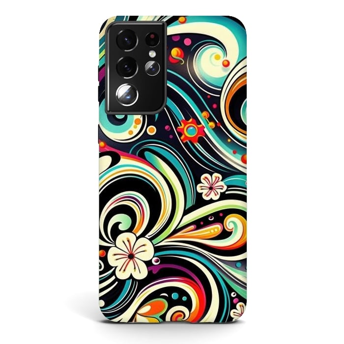 Galaxy S21 ultra StrongFit Retro Whimsical Floral Pattern by Texnotropio