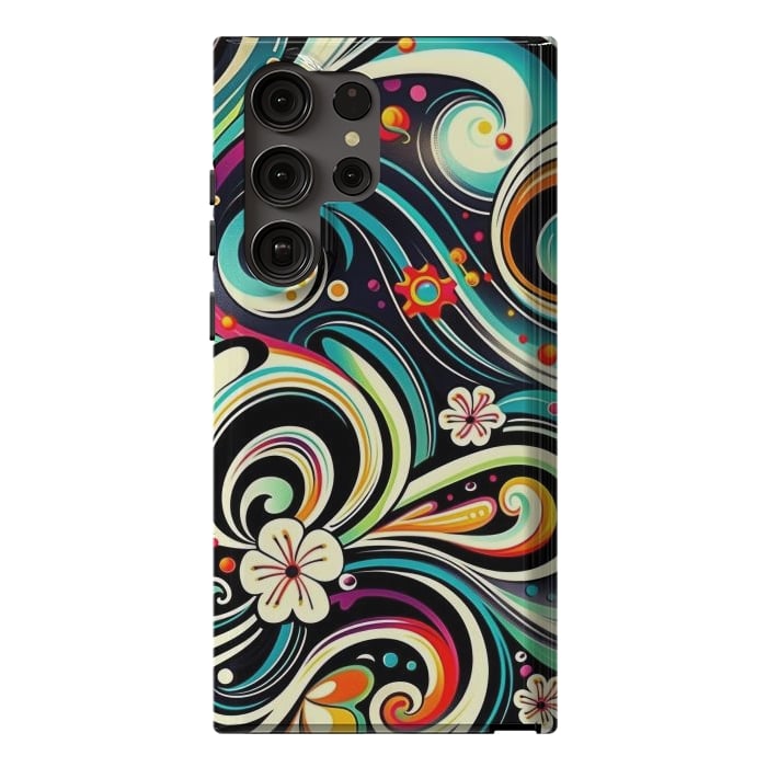 Galaxy S23 Ultra StrongFit Retro Whimsical Floral Pattern by Texnotropio