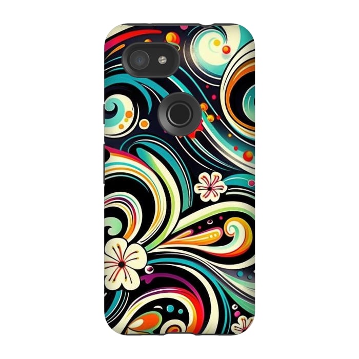 Pixel 3A StrongFit Retro Whimsical Floral Pattern by Texnotropio