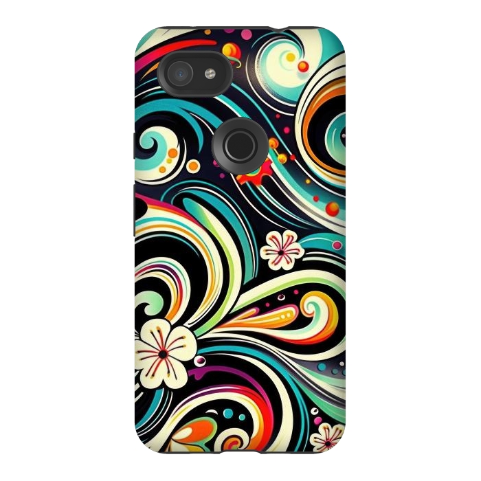 Pixel 3AXL StrongFit Retro Whimsical Floral Pattern by Texnotropio