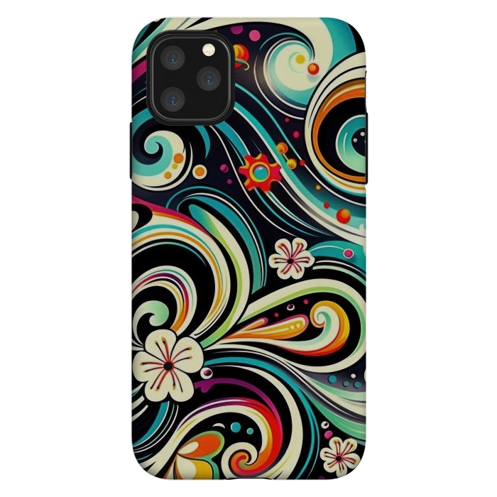 iPhone 11 Pro Max StrongFit Retro Whimsical Floral Pattern by Texnotropio