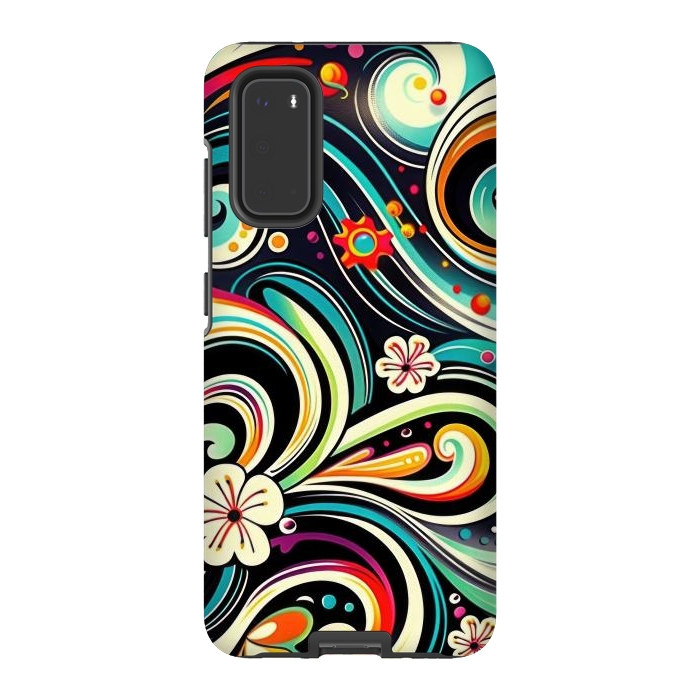 Galaxy S20 StrongFit Retro Whimsical Floral Pattern by Texnotropio