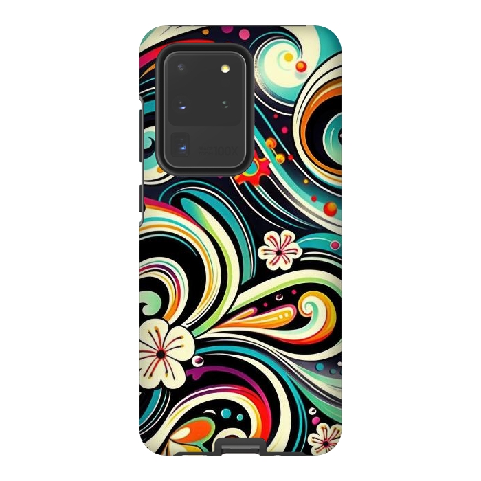 Galaxy S20 Ultra StrongFit Retro Whimsical Floral Pattern by Texnotropio