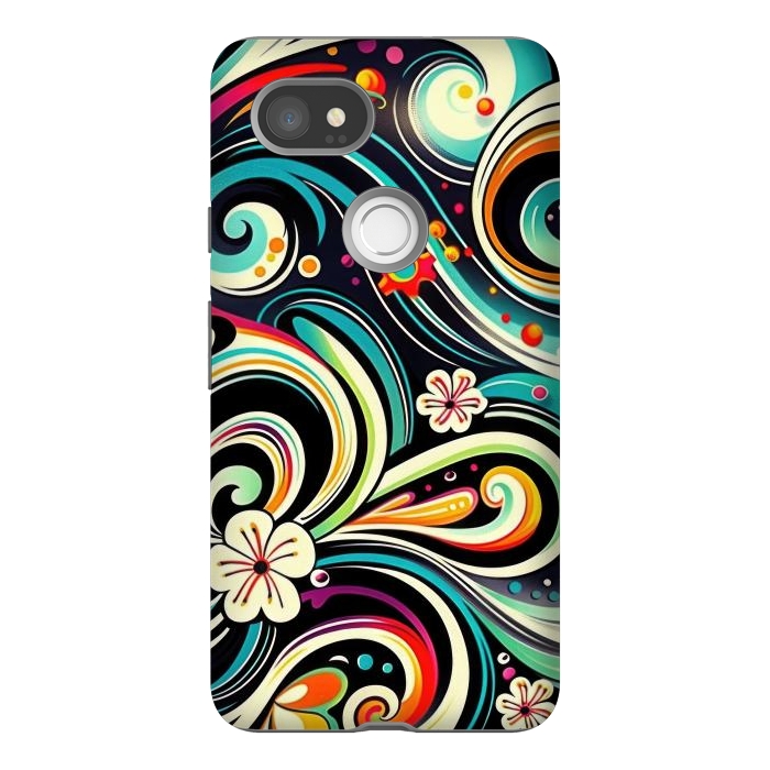 Pixel 2XL StrongFit Retro Whimsical Floral Pattern by Texnotropio