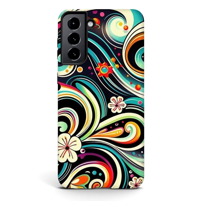 Galaxy S21 StrongFit Retro Whimsical Floral Pattern by Texnotropio