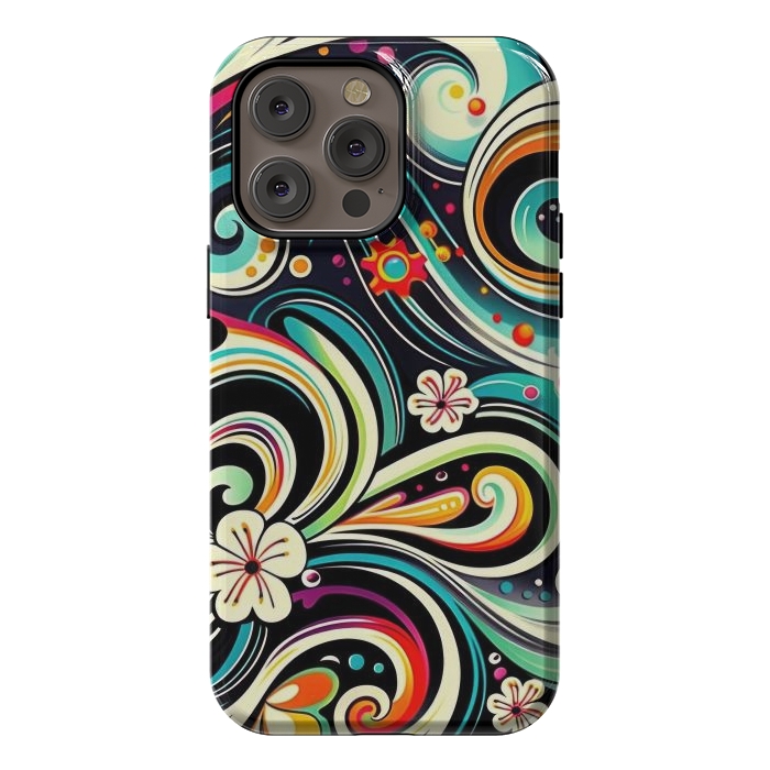 iPhone 14 Pro max StrongFit Retro Whimsical Floral Pattern by Texnotropio