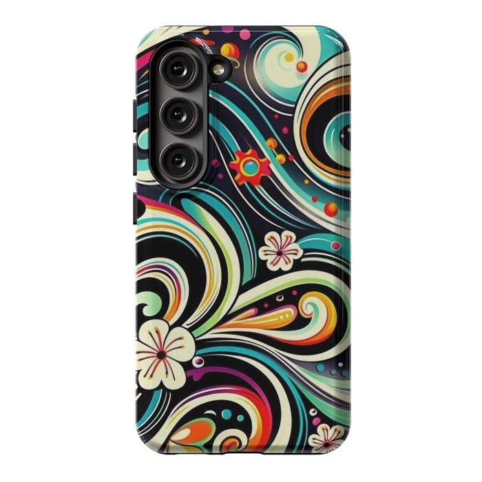 Galaxy S23 StrongFit Retro Whimsical Floral Pattern by Texnotropio