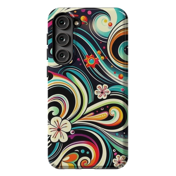 Galaxy S23 Plus StrongFit Retro Whimsical Floral Pattern by Texnotropio