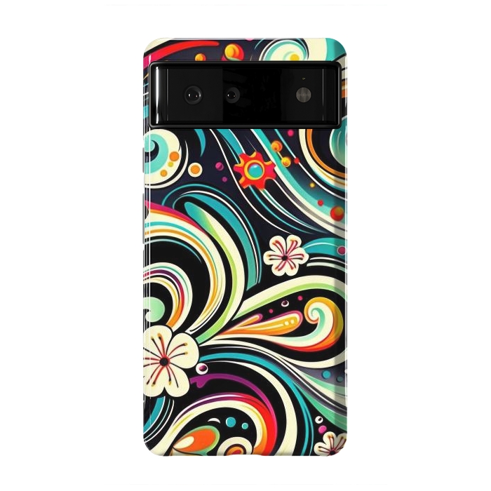 Pixel 6 StrongFit Retro Whimsical Floral Pattern by Texnotropio