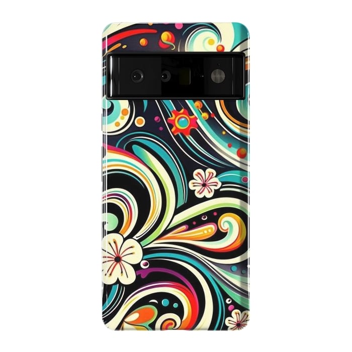 Pixel 6 Pro StrongFit Retro Whimsical Floral Pattern by Texnotropio