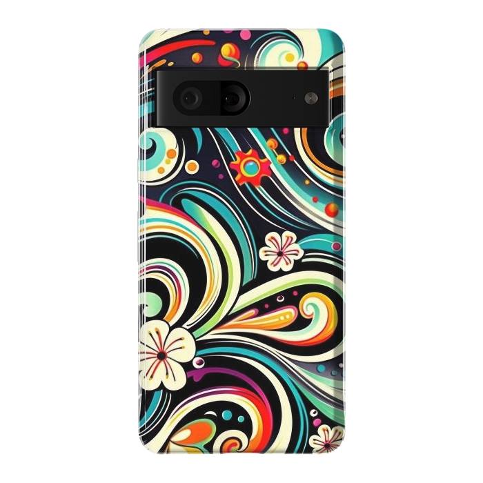 Pixel 7 StrongFit Retro Whimsical Floral Pattern by Texnotropio