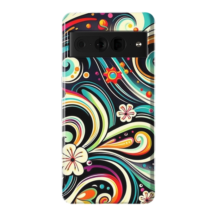 Pixel 7 Pro StrongFit Retro Whimsical Floral Pattern by Texnotropio