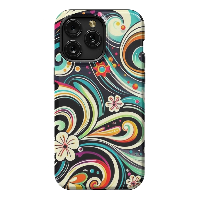 iPhone 15 Pro Max StrongFit Retro Whimsical Floral Pattern by Texnotropio