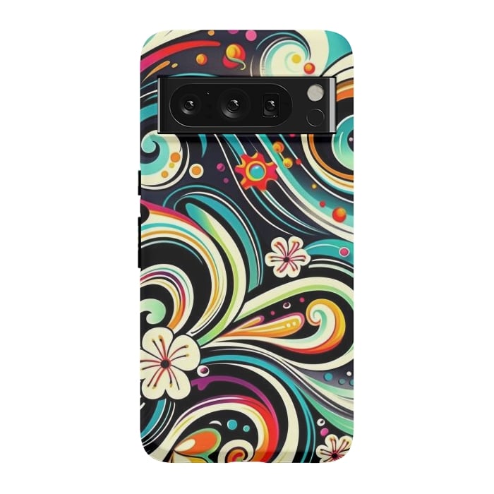 Pixel 8 Pro StrongFit Retro Whimsical Floral Pattern by Texnotropio