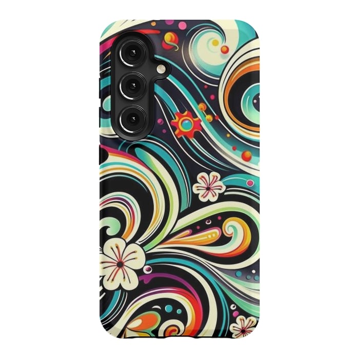 Galaxy S24 StrongFit Retro Whimsical Floral Pattern by Texnotropio