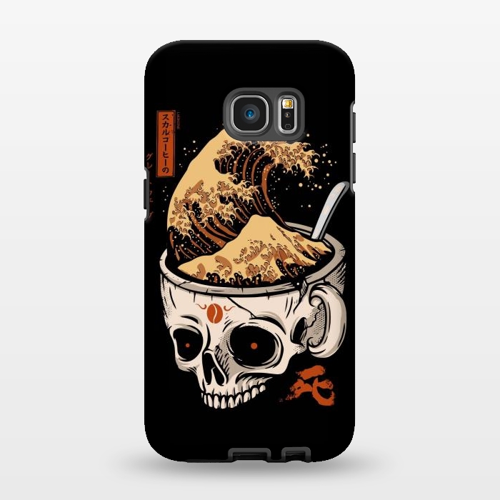 Galaxy S7 EDGE StrongFit The Great Wave of Skull Coffee by LM2Kone