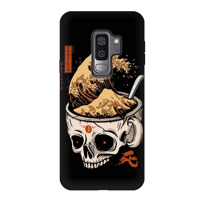 Galaxy S9 plus StrongFit The Great Wave of Skull Coffee by LM2Kone