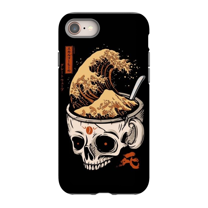 iPhone 8 StrongFit The Great Wave of Skull Coffee by LM2Kone